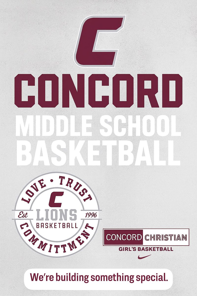 📣 Concord Middle School Girls Basketball 🏀

Building something special on and off the court.

✅ Top-level coaching
✅ Positive, Christ-centered environment
✅ Competitive opportunities to grow

Girls (grades 6–8) looking for a program that values character &amp; development. 📲