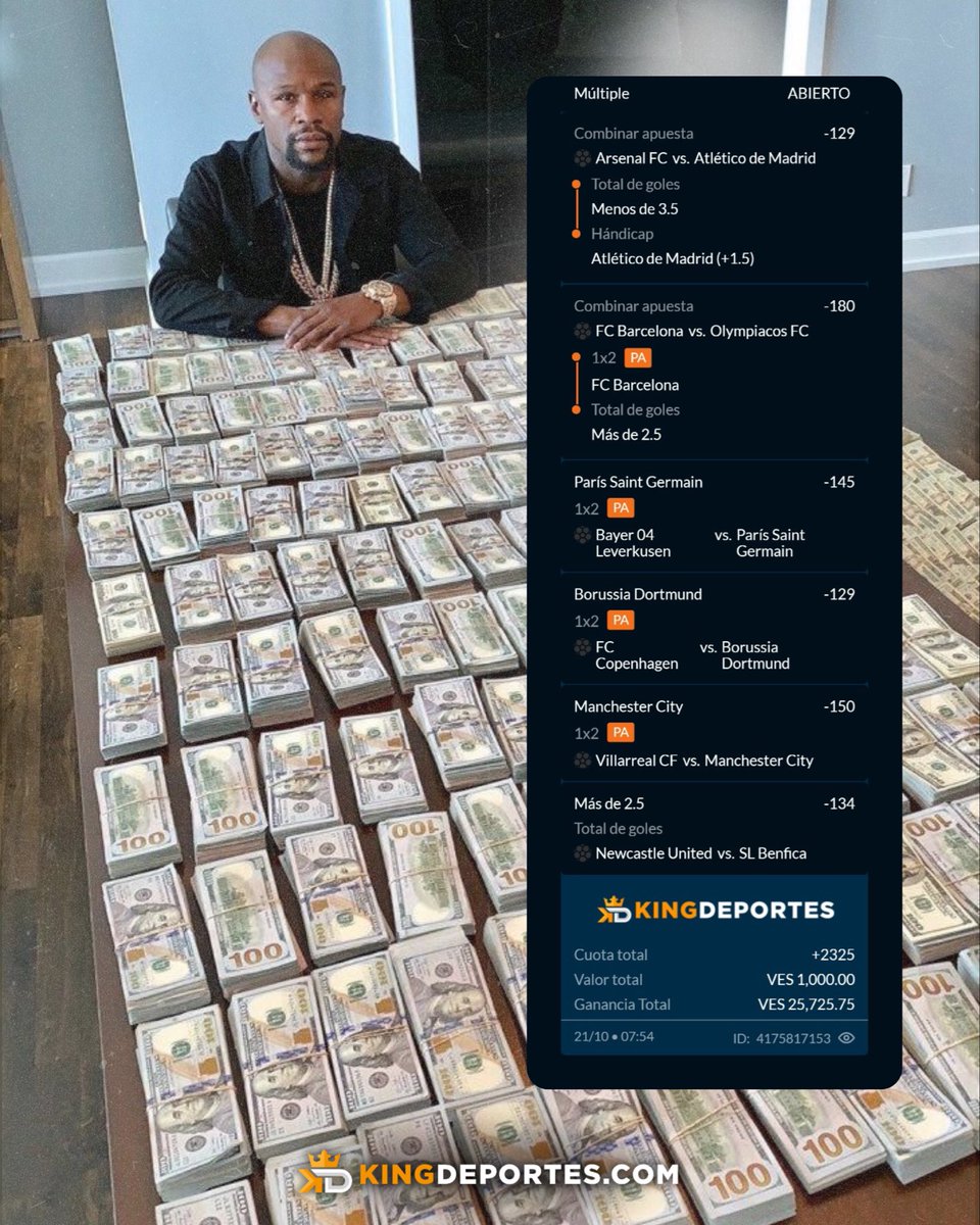 Mi combinada en <a href="/kingdeportes_ve/">KingDeportes.com</a> para hoy. 👑

Los primros 20 que se registren en King Deportes se llevan 10 dolitas de reagalo.💰

SOLO LOS PRIMEROS 20🚨

Requisitos:
✅ Registro desde hoy (21-10-2025)
✅ Cuenta verificada
🚫 Sin multicuentas

🔗 Enlace en el primer comentario