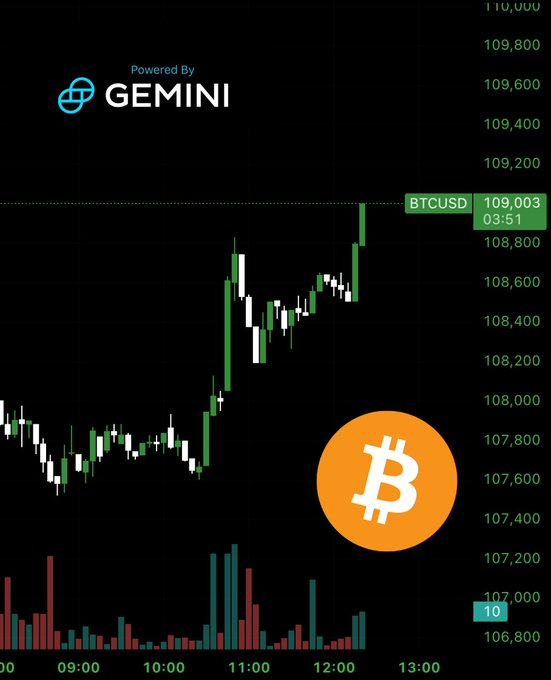 🟠BTC-ARCHIVE: Il Bitcoin supera i 109.000 dollari.