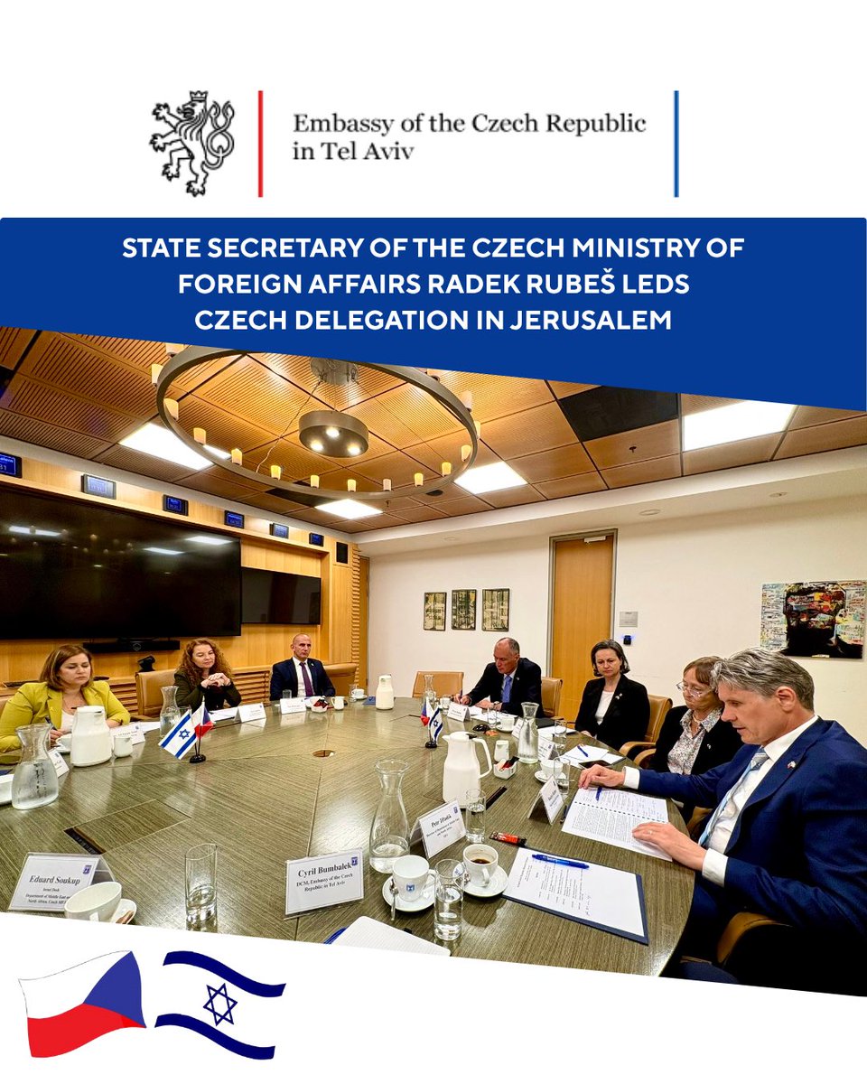 State Secretary Radek Rubeš led the Czech delegation at the annual Czech–Israeli Political Dialogue in Jerusalem. Meetings with <a href="/IsraelMFA/">Israel Foreign Ministry</a> and <a href="/IsraeliPM/">Prime Minister of Israel</a> reaffirmed the strong strategic partnership and the potential for further deepening our cooperation.
🇨🇿 🤝🇮🇱