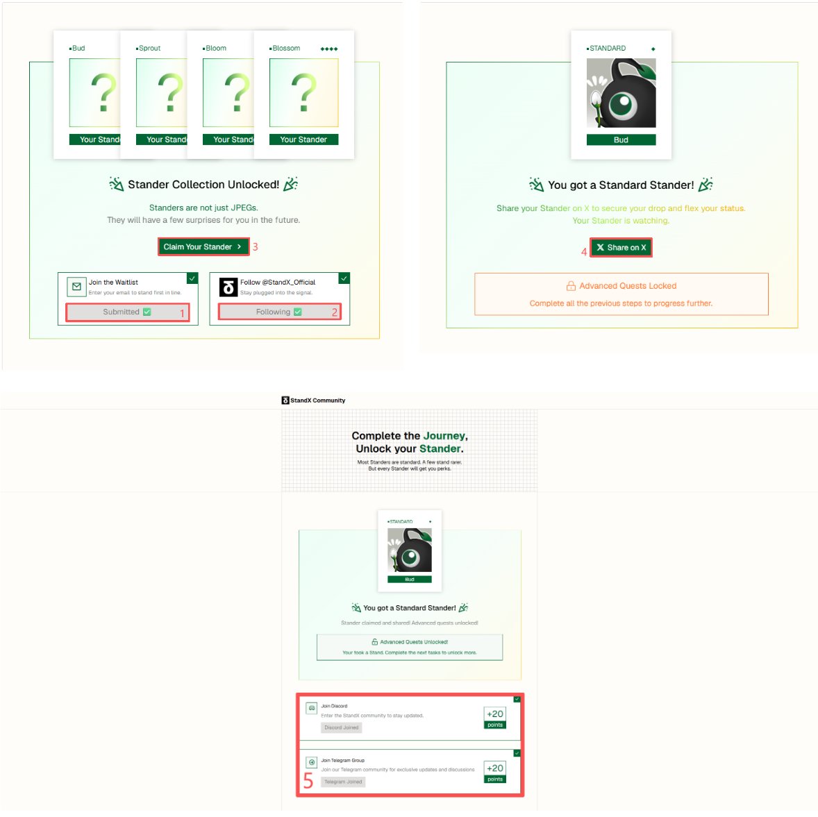 在撸 <a href="/StandX_Official/">StandX</a> 的兄弟们来领一个 Stander
一人限领一个，Stander 越稀有，未来奖励就越丰厚💸
是先到先得的，可能有总量限制🤪

👉传送门：community.standx.org/api/share?user…
▪️进去以后先连接你的推特
1⃣填写邮箱加入候补名单
2⃣关注官推
3⃣点击领取你的 Stander 
4⃣分享到推特解锁两个社交任务