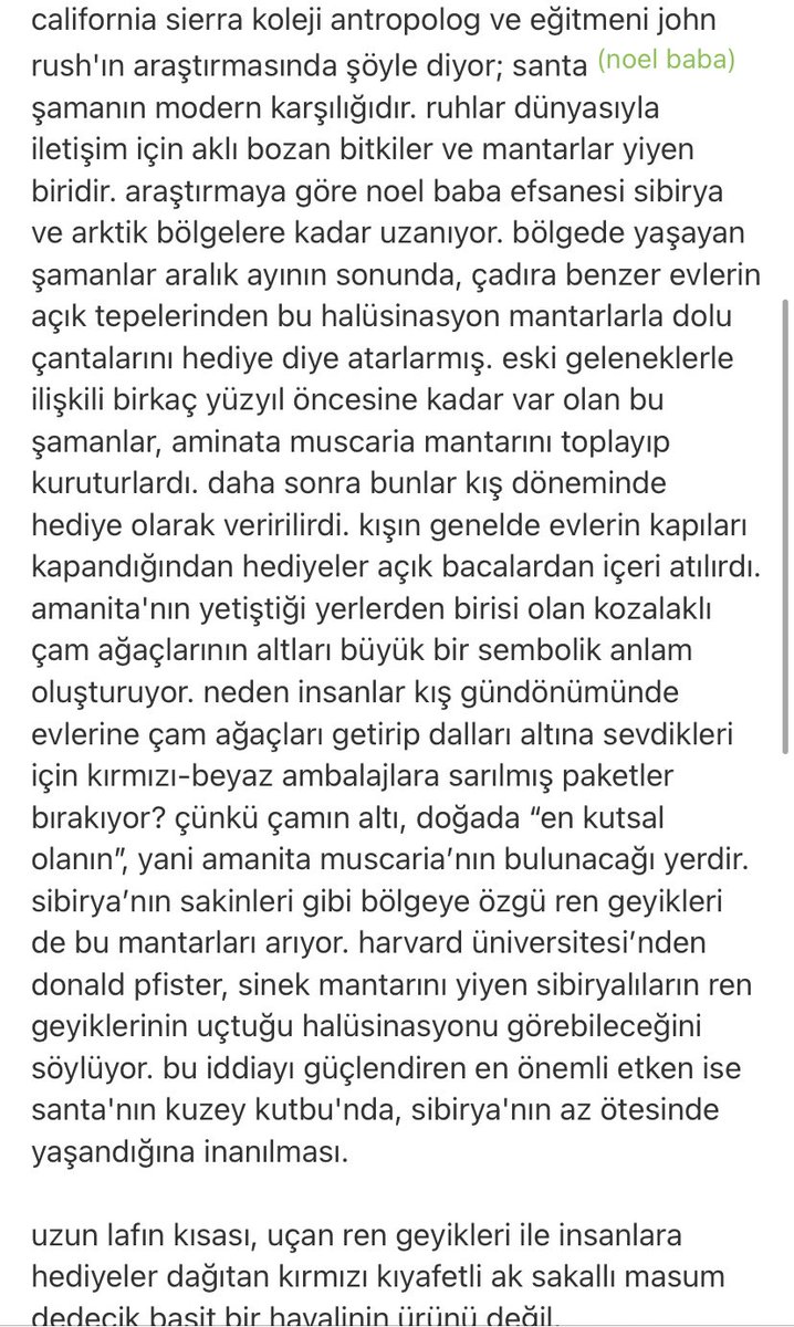 Yeni bir bilgi öğrendim. Neden yılbaşında çam ağacının altında hediye konulduğu ve ayrıca Viking savaşçılarının savaşmaya başlamadan kısa süre öncesinde bu mantardan küçük bir parça yutarak cesaret alma amaçlı kullanmışlar