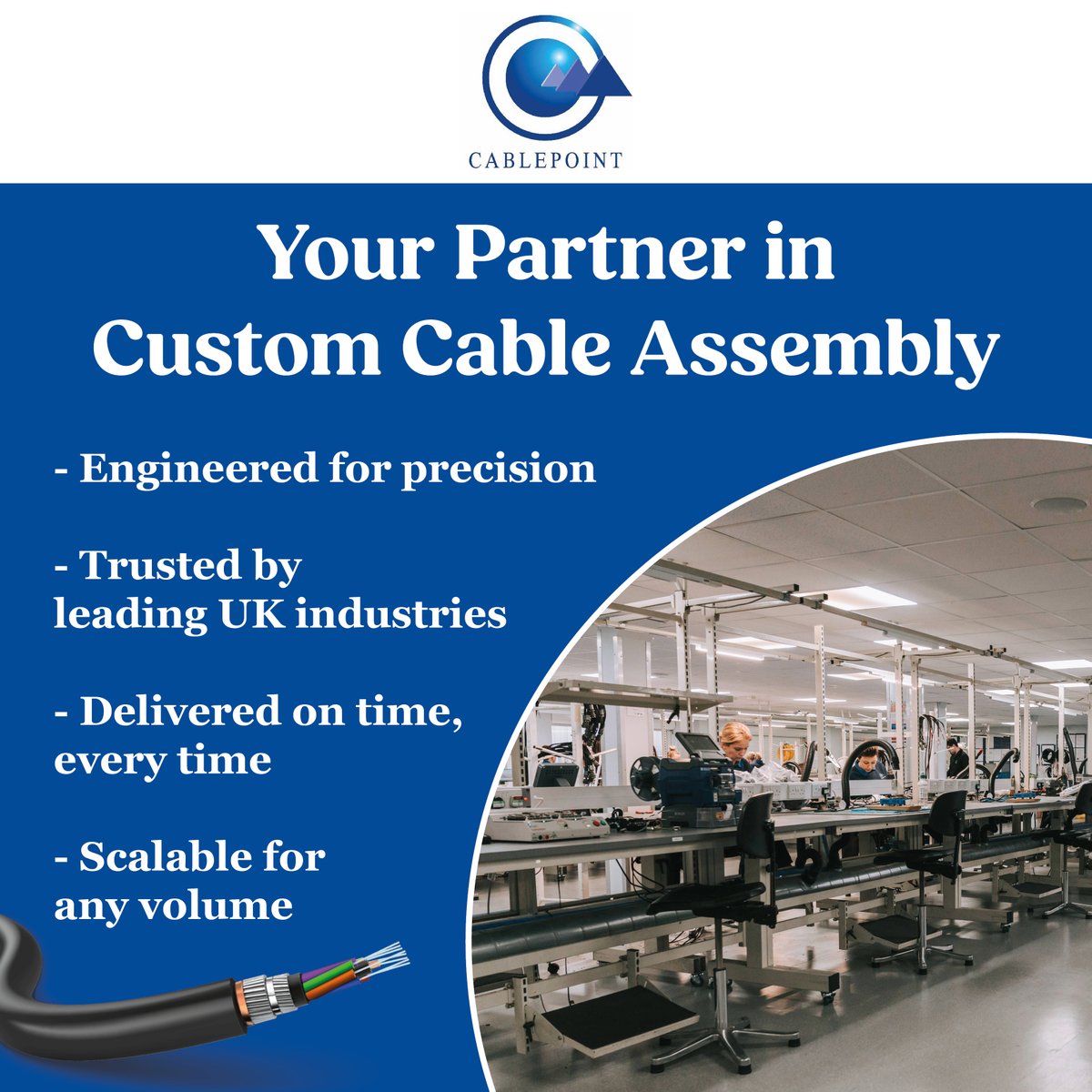 Cablepoint's tweet image. Need custom cables that deliver? Built to spec. Delivered fast. Backed by UK expertise.

Engineered for precision Delivered on time Scalable for any volume Trusted by UK industries

📩 sales@cablepoint.co.uk
🔗 cablepoint.co.uk

#CableAssembly #UKMade #Cablepoint