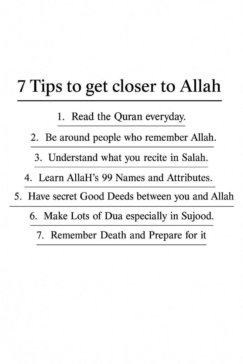 Alquranconnect's tweet image. 7 Tips to get closer to Allah