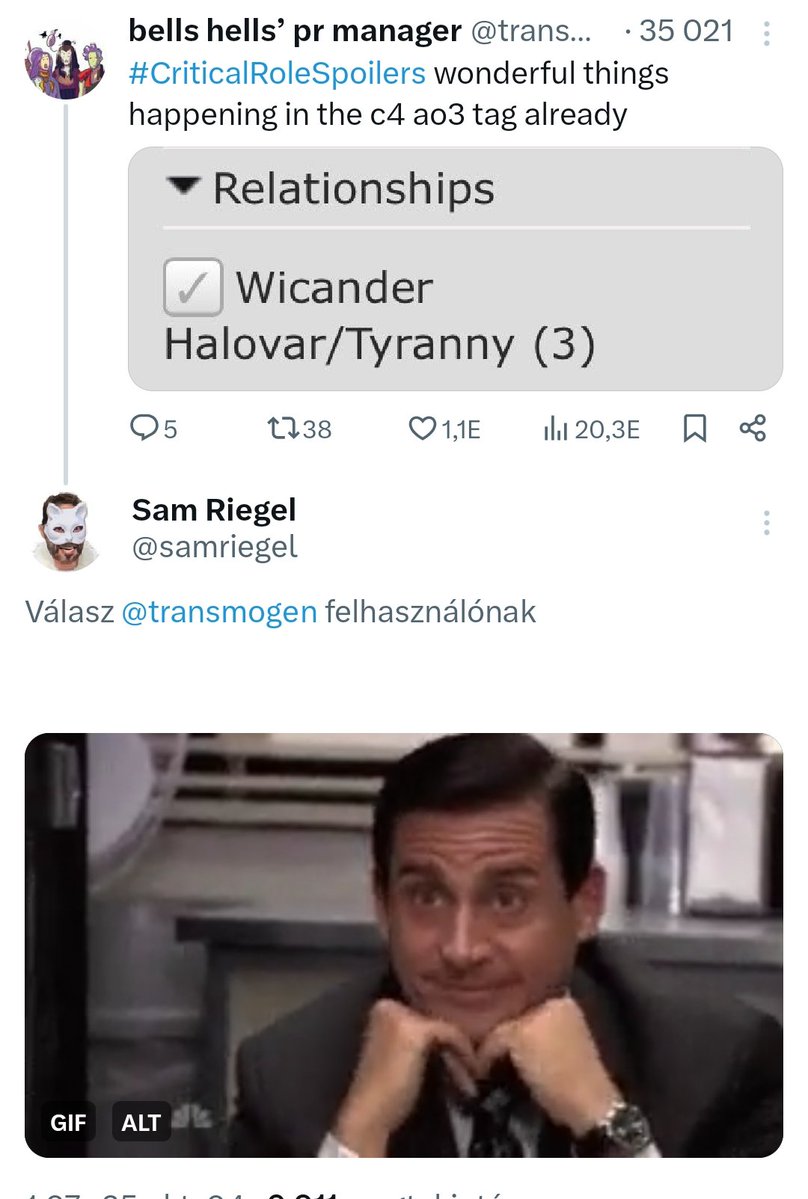 Sam, what do you mean by that. Sam Riegel what exact emotions does that gif entail. Mr Riegel a moment of your time, could you expand upon that, I HAVE TO KN-
