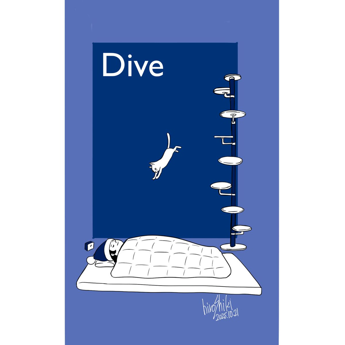 深夜のDive
#イラスト
#ねこ