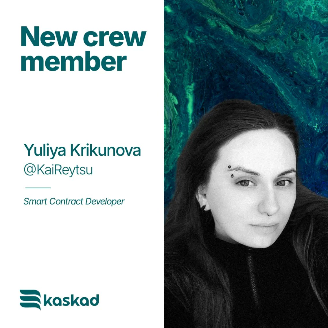 AppKaskad's tweet image. We’re pleased to welcome Yuliya Krikunova (@KaiReytsu) to the Kaskad team!
Yuliya joins us as a Smart Contract Developer, bringing 6 years of software engineering experience, including 3 in blockchain development.
🧠 She holds a Master’s degree in Financial Systems and has…