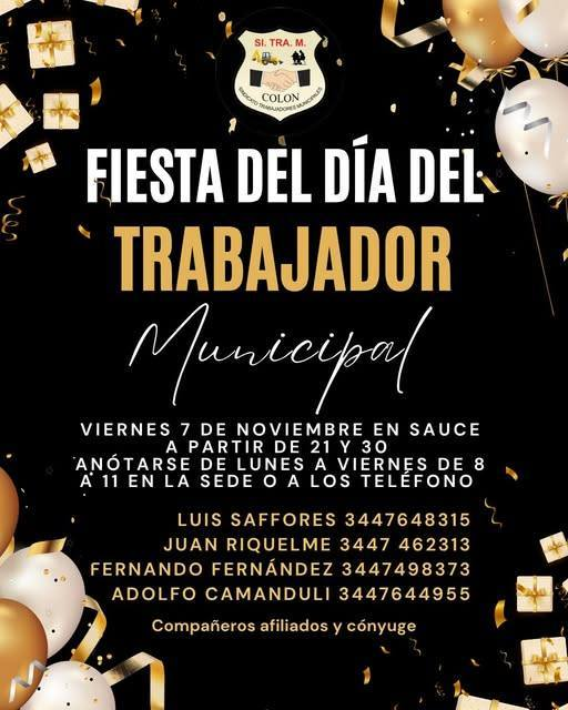 SITRAMColon's tweet photo. 📆 El Viernes 31 de octubre es el último día para anotarse para el gran festejo 🥳🎈🍽️ Recordamos que deben llevar cubiertos 🥄🍴✅ https://t.co/J1WN8IbuYj