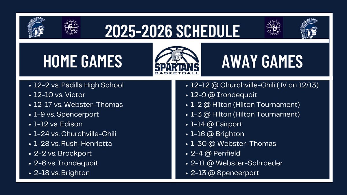 2025-2026 Game Schedule  #gcpride #bleedblue