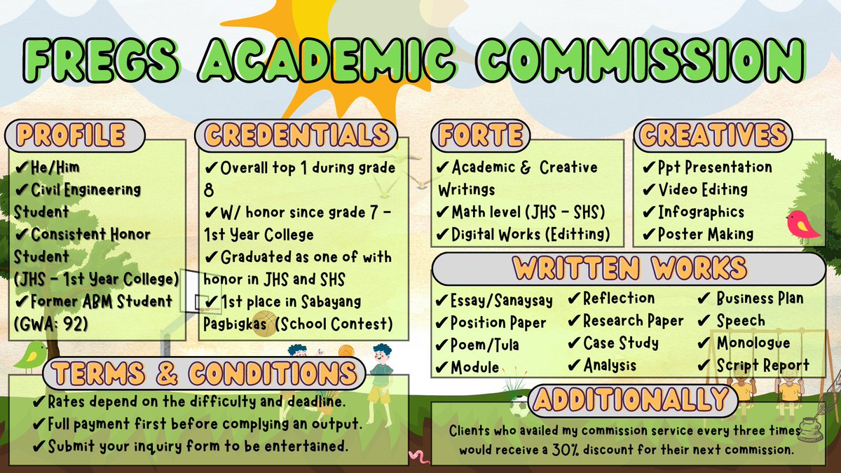 Academic_Comms's tweet image. Pagod ka na ba at gusto mo na magpahinga? No worries! I'm here to help 😁 DM lang po 📩
.
🐸t; lf client | clients | commstwt | need | academic commission | essay | assist | assignment | open | commissioners | commissioner | acad | acads | comms | commsx #commsX #commstwt