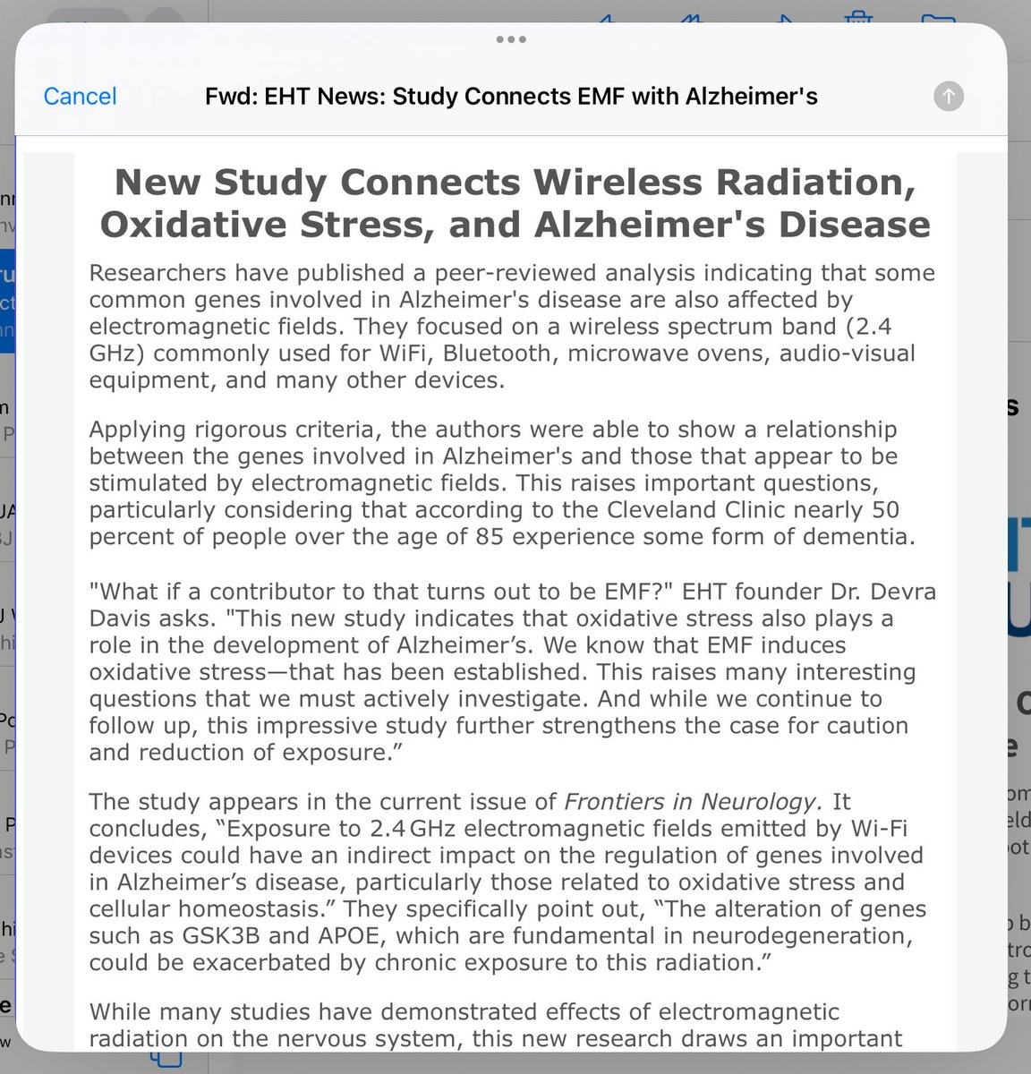 It’s now 5 years since I published my book “nowhere to hide “ describing my experiences relating to household radiation and what I believe was the cause of Marlene’s Alzheimer’s diagnosis.
The truth is out there and yet again MSM won’t touch it
Full article 
Environmental health
