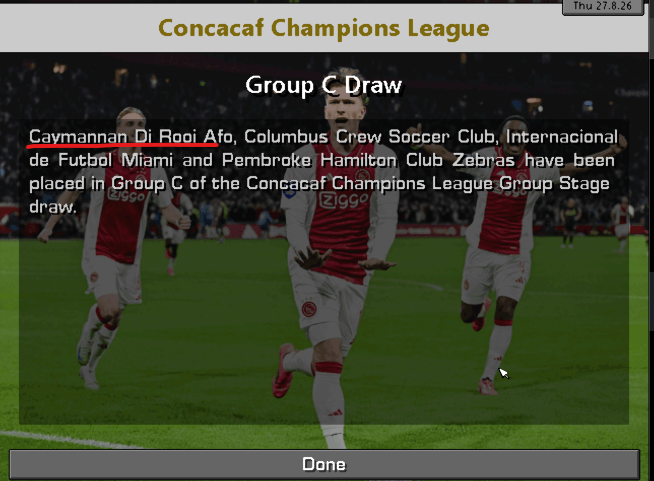 s3 and we finally make it to concacaf CL group stage. have no idea what to expect here. Zebras are from Bermuda, so they are easy win. the US clubs are at a different level than us, so will have to be very lucky.