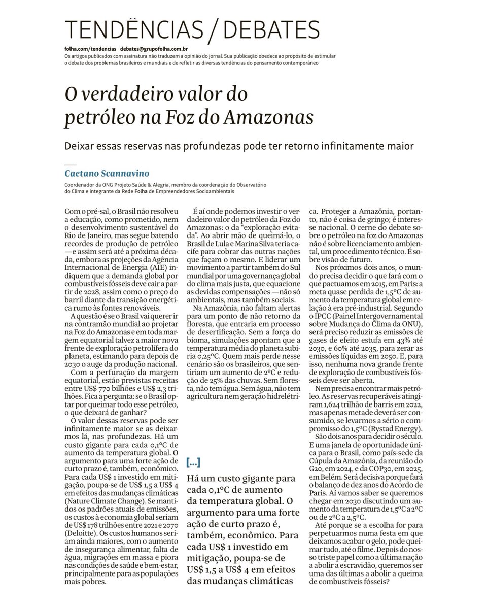 #COP30? O Brasil poderia finalmente ser o tal “país do futuro”, #SQN. A nação verde-amarela com mandato pra esverdear, amarelou.

Txt de ago/23 sobre 2025: “Vamos saber se chegaremos em 2030 discutindo um aumento da temperatura de 1,5a2°C ou de 2a2,5°C.” 

is.gd/Suy8Zi