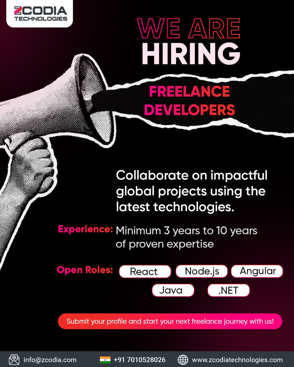 zcodia's tweet image. Hiring Freelance Developers @ Zcodia!
React | Node.js | Angular | Java | .NET
 Exp: 3–10 yrs | Remote
👉 Apply now – forms.gle/gYJCqrrxtRsVUe… 
📧 info@zcodia.com | 📞 +91 7010528026
#ZcodiaTechnologies #FreelanceHiring #Developers #RemoteWork