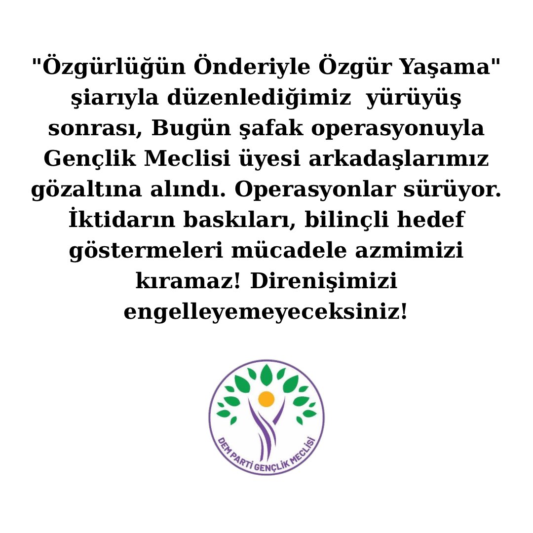 İktidarın baskıları, bilinçli hedef göstermeleri mücadele azmimizi kıramaz! Direnişimizi engelleyemeyeceksiniz!

#ÖzgürlüğünÖnderiyleÖzgürYaşama