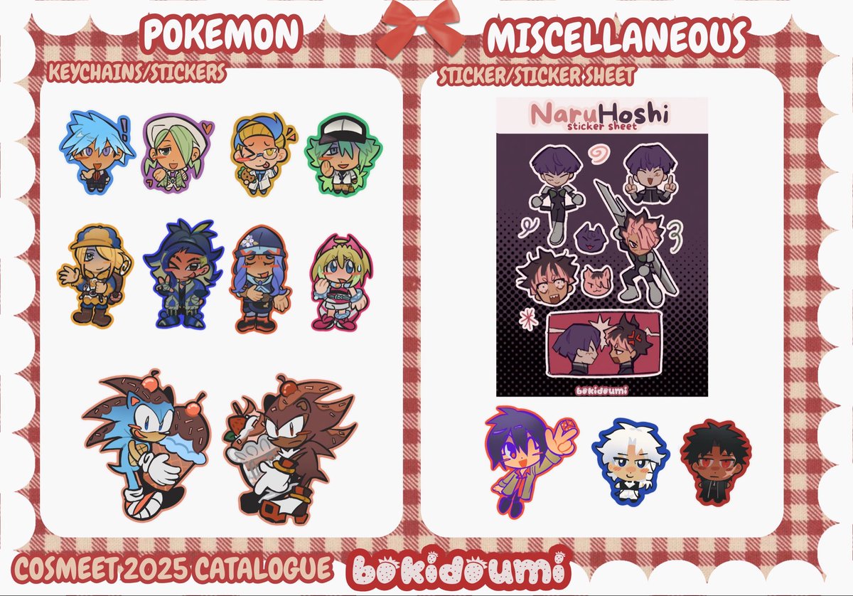 hi hi! I’ll be tabling at #CosMeet2025 this weekend with some friends from <a href="/meatonfire_/">Meat on Fire 🍖 @ 🍳</a> 

💌 sakadays, kagurabachi, pokemon, haikyuu, sonic, gachiakuta, dunmeshi, etc

I’ll be at table FC02! come stop by hehehe :o3 ^_^

 #FanfairAtCosMeet2025