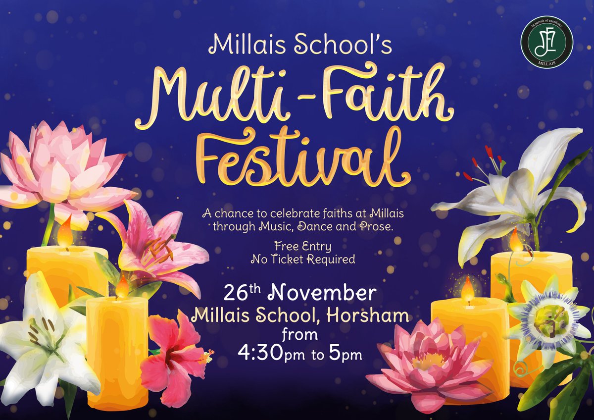 Join us for our Multi-Faith Festival on 26th November for  a celebration of faiths through Music, Dance and Prose #MillaisMusic #MillaisReligiousStudies <a href="/Millais_RSP/">Religious Studies and Philosophy</a>