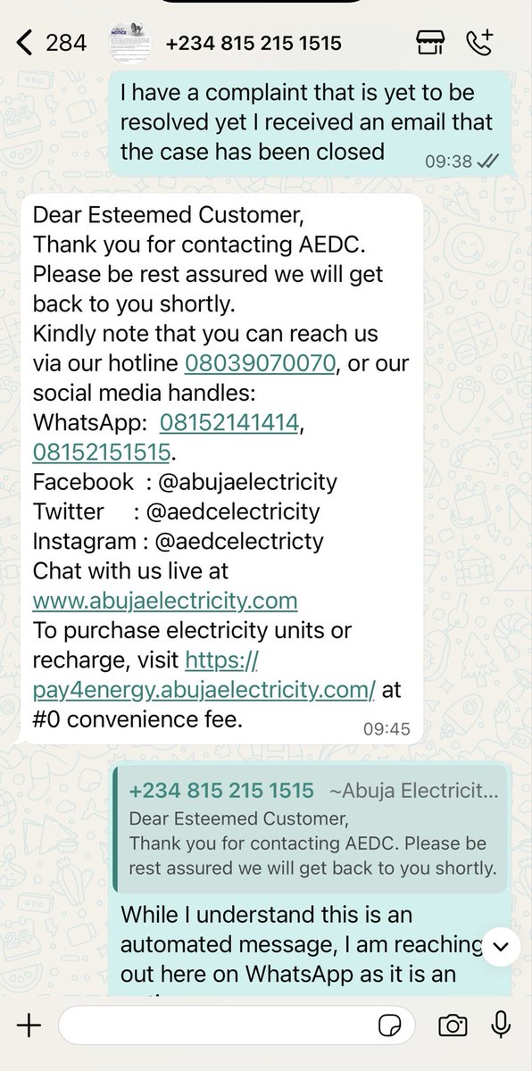 Odeh_JuniorOdeh's tweet image. This is the same company that celebrated #CustomerServiceWeek, yet @aedcelectricity platform still can’t show an effective response rate or how long it takes to actually resolve customers’ issues.
Closing cases without contacting me!