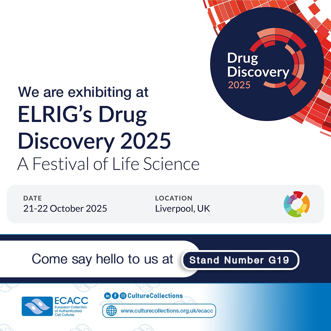 Today marks the first day of ELRIG's Drug Discovery 2025 in the beautiful city of Liverpool. Come say hello to us at stand G-19, connect with leading researchers and  stand a chance to win a special prize on the 21st &amp; 22nd of Oct <a href="/ELRIG_SCIENCE/">ELRIG</a>
 #ELRIG #ECACC #UKHSA