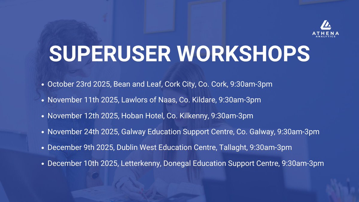 We are in full swing of Athena Tracker SuperUser Workshops. 
There are still places left, book your spot now!
athena.ie/athena-tracker…