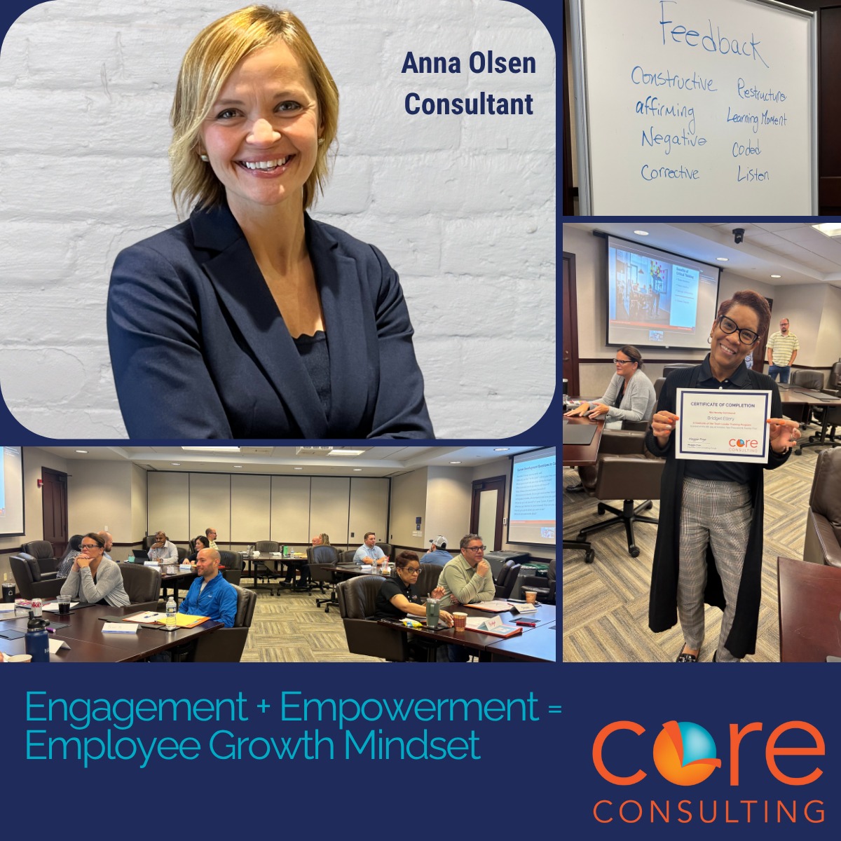 Core_CG's tweet image. Empowered employees don’t just do their jobs, they elevate them. 💪 Shoutout to Anna Olsen for a powerful coaching session reminding us how engagement creates ripple effects. #Leadership #Coaching #CoreConsulting&quot;