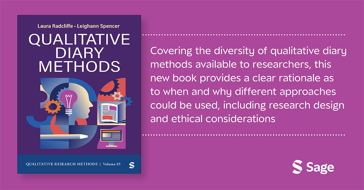 Sage_Methods's tweet image. Get your copy of the newly released &quot;Qualitative Diary Methods&quot; by Laura Radcliffe and Leighann Spencer.

Learn more and get it here: ow.ly/jXgw50XcAOE