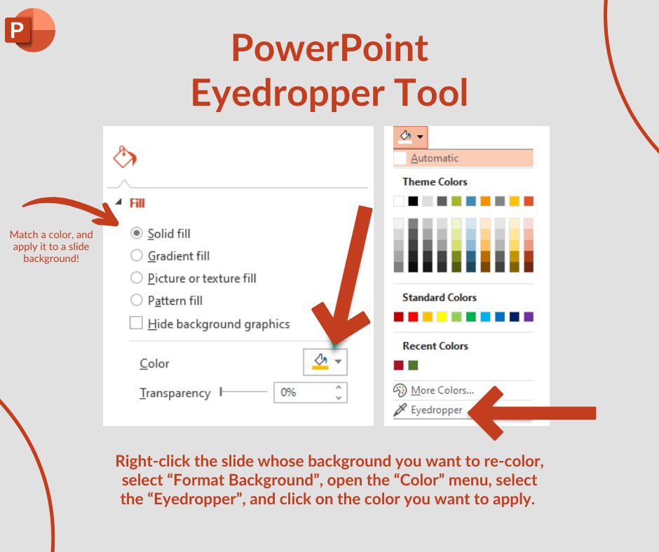 BlueCoreTech's tweet image. Want perfectly matched colors on your PowerPoint slides?

The Eyedropper tool makes it easy! Just click, match, and watch your presentation look polished and professional. No more guessing hex codes or struggling with color consistency!

#PowerPoint