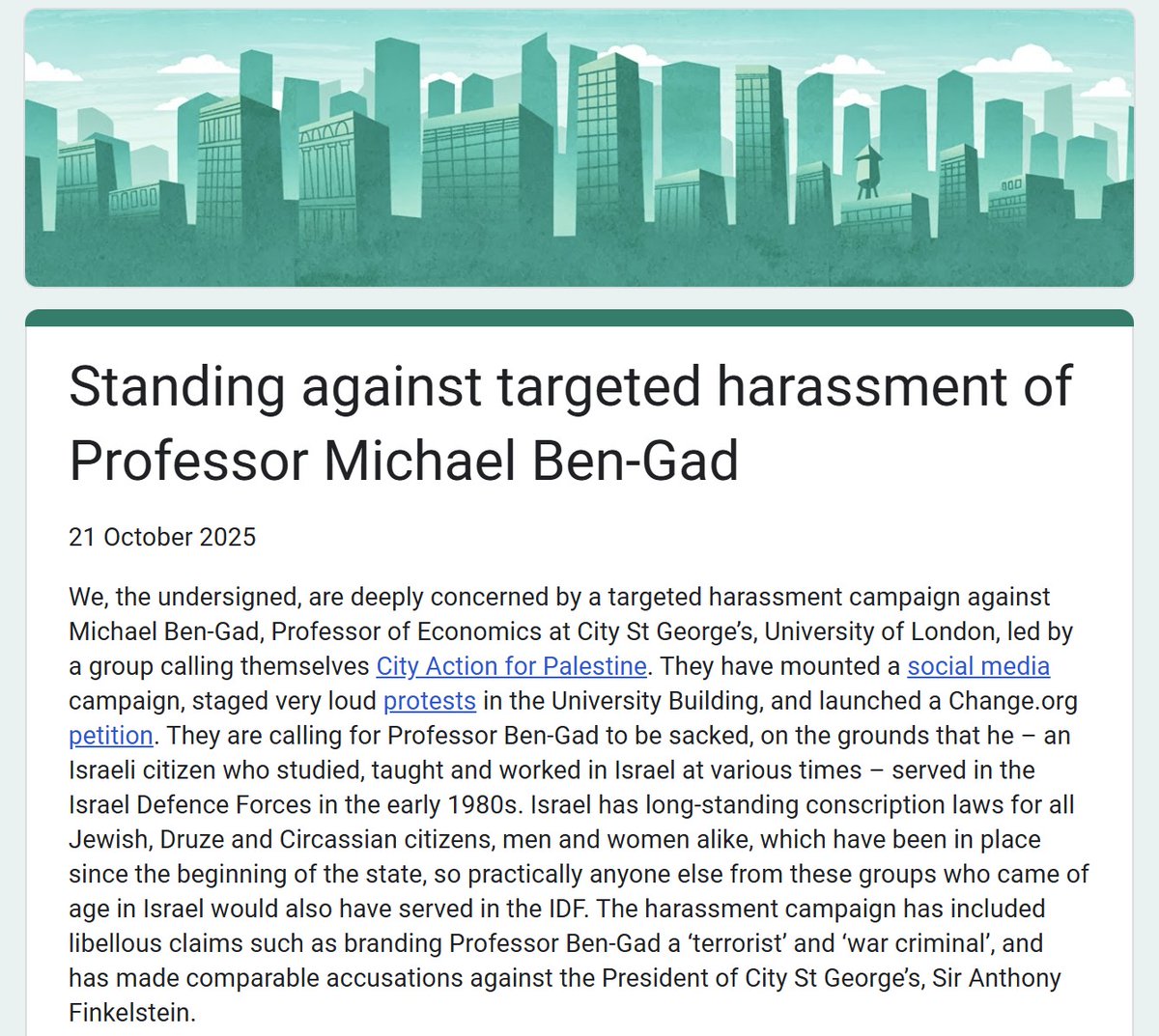 ComAcFreedom's tweet image. Over 600 scholars have now signed the open letter condemning the campaign against Professor Michael Ben-Gad and supporting his personal and intellectual freedom as an academic.
Credit to colleagues at @AFAF_freespeech and the London Universities’ Council for Academic Freedom…