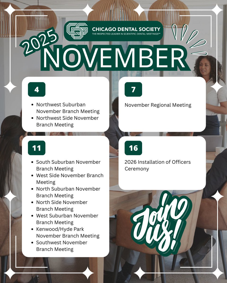 Mark your calendars! 📅 November is full of ways to connect, learn &amp; engage with your peers, including Branch Meetings, Regional Meeting &amp; 2026 Installation Ceremony.

View all events 👉 cds.org/events (select “November”)
View branch meetings 👉 cds.org/branch-meetings