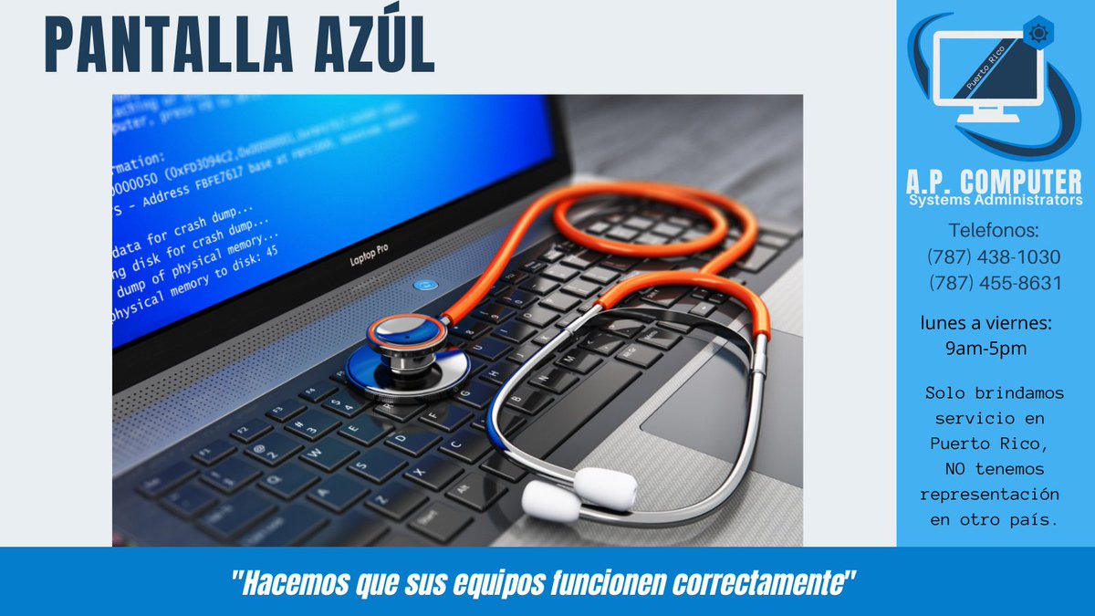 apcomputerprusa's tweet image. ¿Te has dado cuenta de que tu computadora va más lenta de lo habitual? ¿Te aparece la temida pantalla azul? ¿Se queda congelada? Para más información, llama al (787) 438-1030 / (787) 455-8631. 
#reparaciondecomputadoras #APComputer   #APComputerPR #APComputerPRUSA #Dios  #God