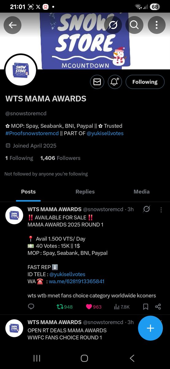 ❄️ MAMA AWARDS RT DEALS ❄️

FOR SEVENTEEN 
MAMA AWARDS 2025
FANS CHOICE 1st VOTE

🎁 200 Votes

RULES:
✥ Follow <a href="/snowstoremcd/">WTS MAMA AWARDS</a> 
✥ RT &amp; LIKE 📌 pinned MIN. 400
🔈No Follow, RT, &amp; Proof = 0 vote ‼️

⏰ END IN 48 HOURS

✥ 40 Votes : 15K IDR || 1$

#seventeen #2025MAMAVOTE