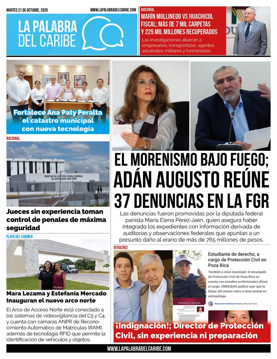 El morenismo bajo fuego; Adán Augusto en el ojo del huracán por 37 denuncias ante la FGR - bit.ly/4onOxce
----
Indignación en Poza Rica: Director de Protección Civil, sin experiencia ni preparación - bit.ly/47AG13R