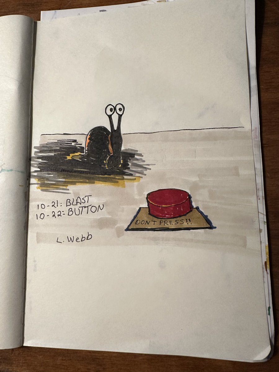 MLWebb's tweet image. #Inkrober2025 Twofer Tuesday! 
Day 21: Blast
Day 22: Button 
(Because these two naturally go together)