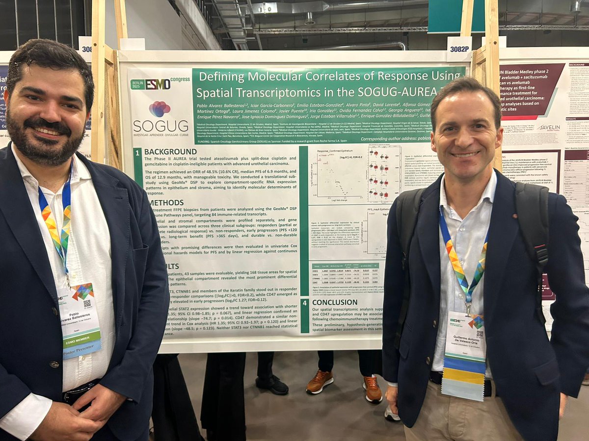 pabloteros's tweet photo. Ending the ESMO Congress 2025! Amazing days in Berlin with friends. A pleasure to present our work in the GU poster session with resistance signals to QT+IO treatment in urothelial carcinoma transcriptomics and consistent RWD in CPRCm treated with Ra223  @g_develasco  @cdanicas https://t.co/ZznVo0rBc9