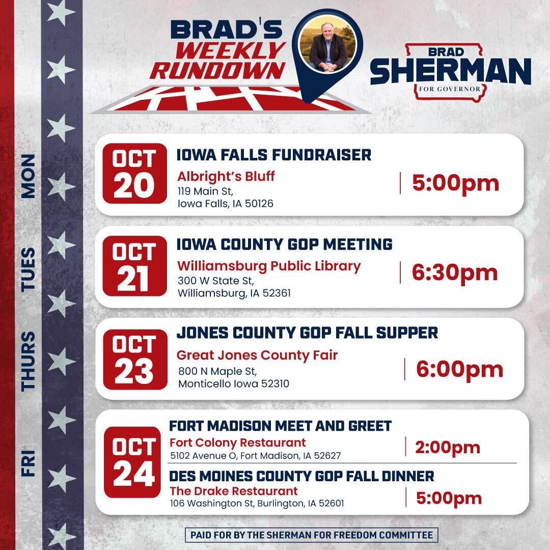 Come join team Sherman for an event this week!