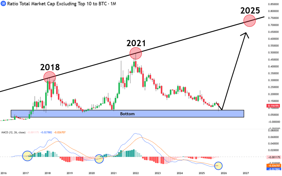 DeFiTracer's tweet image. ALTCOINS HIT CYCLE-LEVEL BOTTOM
This is third MACD CROSS in 8 years
Real Bull Run is coming soon...