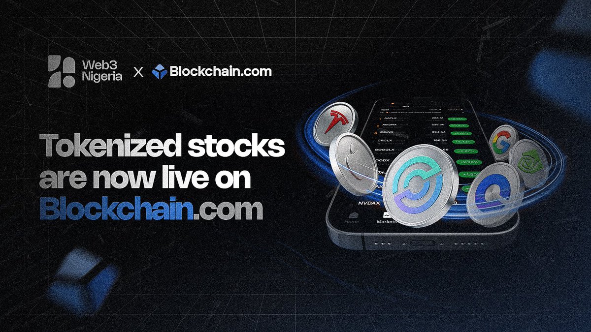 Web3Nigeria's tweet image. Tokenized Stocks Are Now Live On @Blockchain

Thanks to the @blockchainafri_ team for putting us onto this. 

We tried it ourselves and it was a genuinely seamless experience. 

If you’re a Nigerian looking to trade stocks using cryptocurrencies, it’s now possible on…