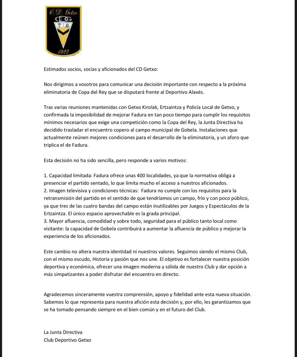 ‼️‼️‼️‼️COMUNICADO OFICIAL DEL CLUB‼️‼️Eliminatoria Copa del Rey!