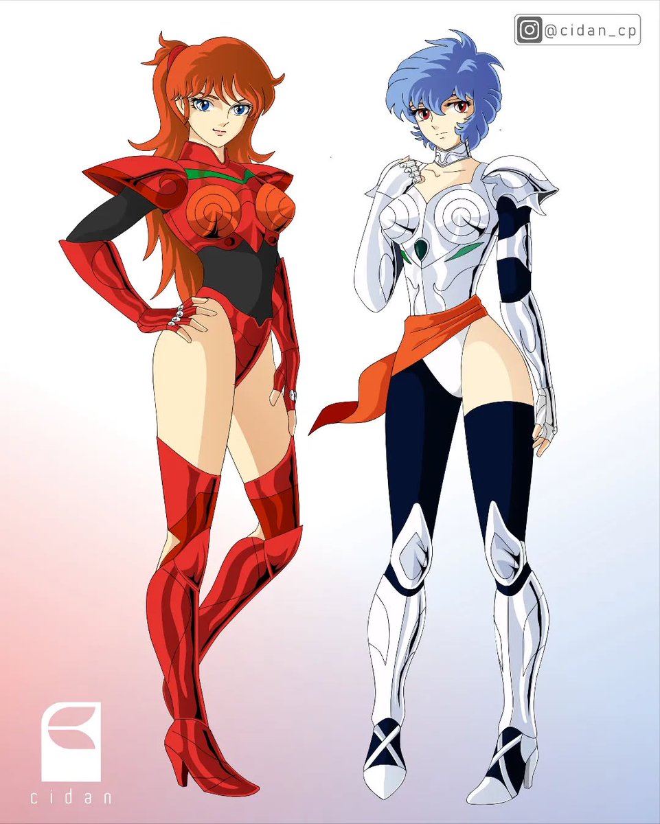 Asuka and Rei in Saint Seiya style.