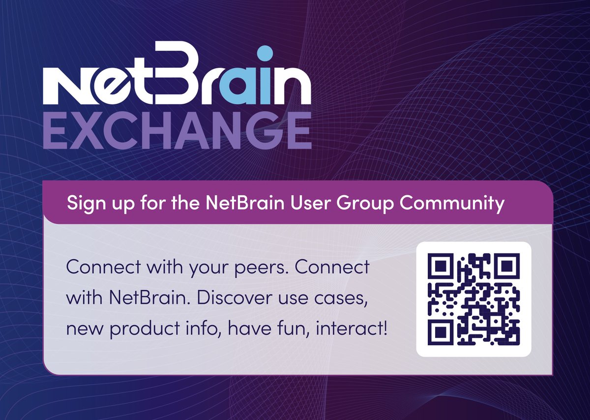 NetBrainTech's tweet image. Shape the future of network automation with your voice. 
Join the NetBrain Exchange Community, where experts and peers connect to share ideas and solve real-world challenges. 
🔗 Check out all of the latest on our newly refreshed Exchange page: okt.to/9nzDLI