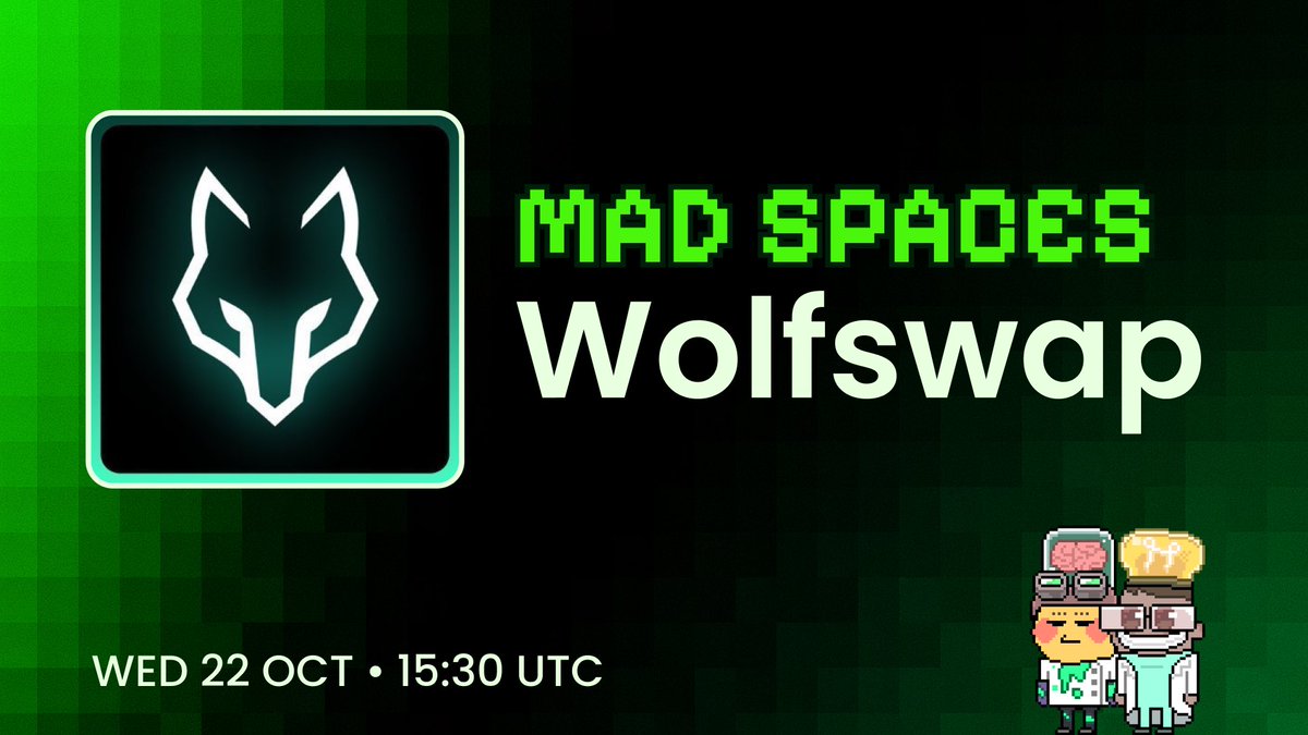 Behind the Science: <a href="/wolfswapdotapp/">Wolfswap | Swap & Earn</a> 

Every Swap is a Winner 

⏰  Wed Oct 22nd, 15:30 UTC
👇  Set your reminders
x.com/i/spaces/1yoKM…