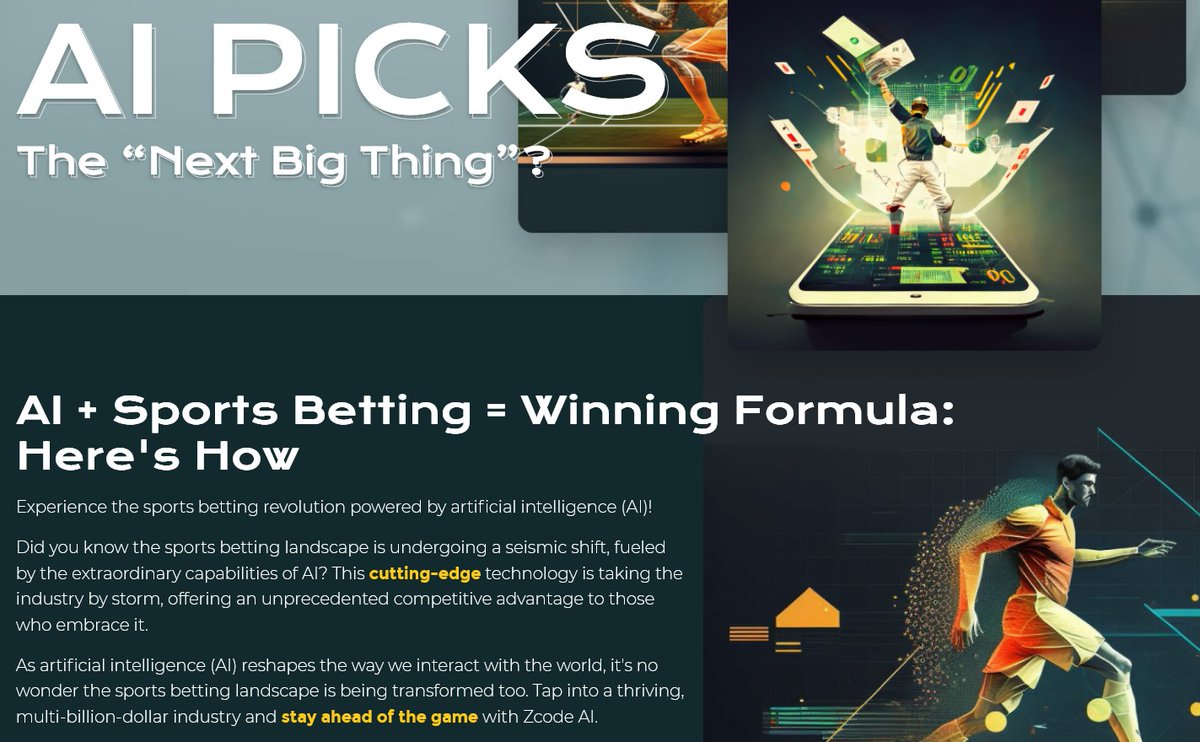 ZcodeAI's tweet image. 🤖 Did you know AI is reshaping sports betting?
Zcode AI predicts matches with incredible accuracy.
Will you stay ahead or be left behind? 🚀 zcodesystem.com/aipicks/
#ZcodeAI