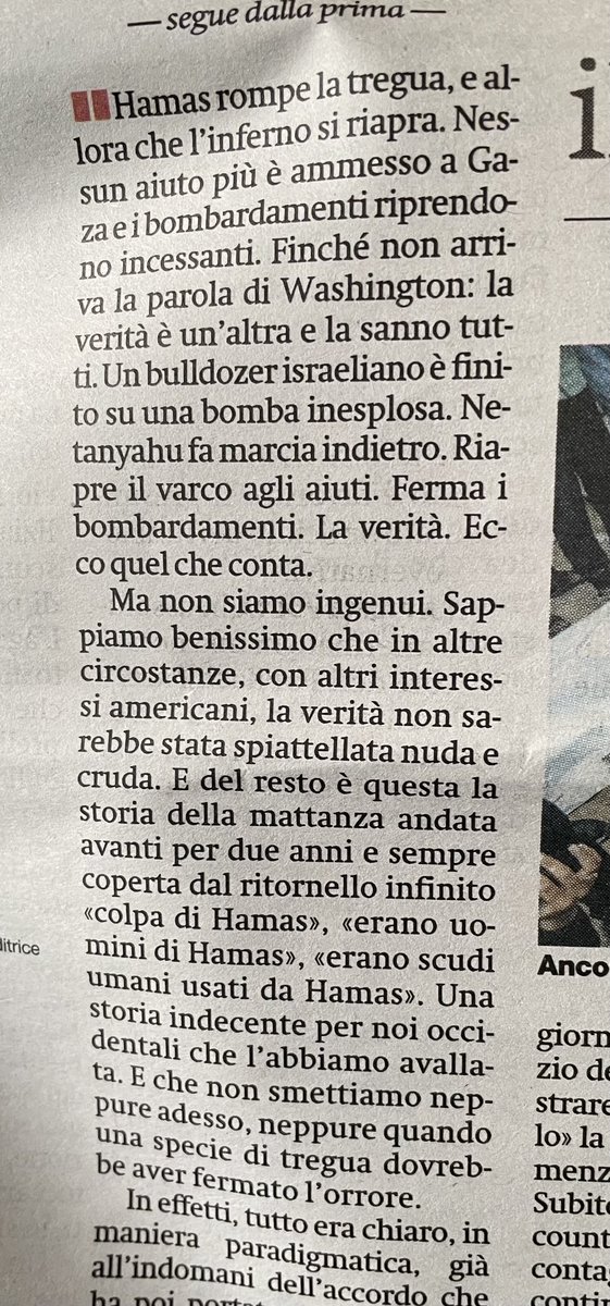 Colpa di Hamas.
Da leggere Matteo Nucci oggi sul manifesto