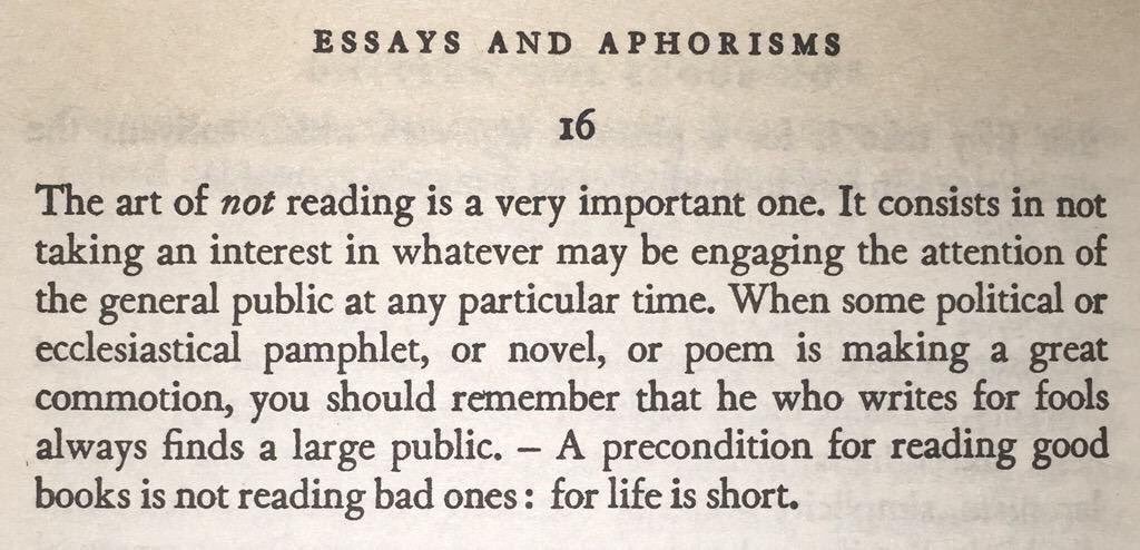 infinitebooks's tweet image. Schopenhauer, the art of not reading