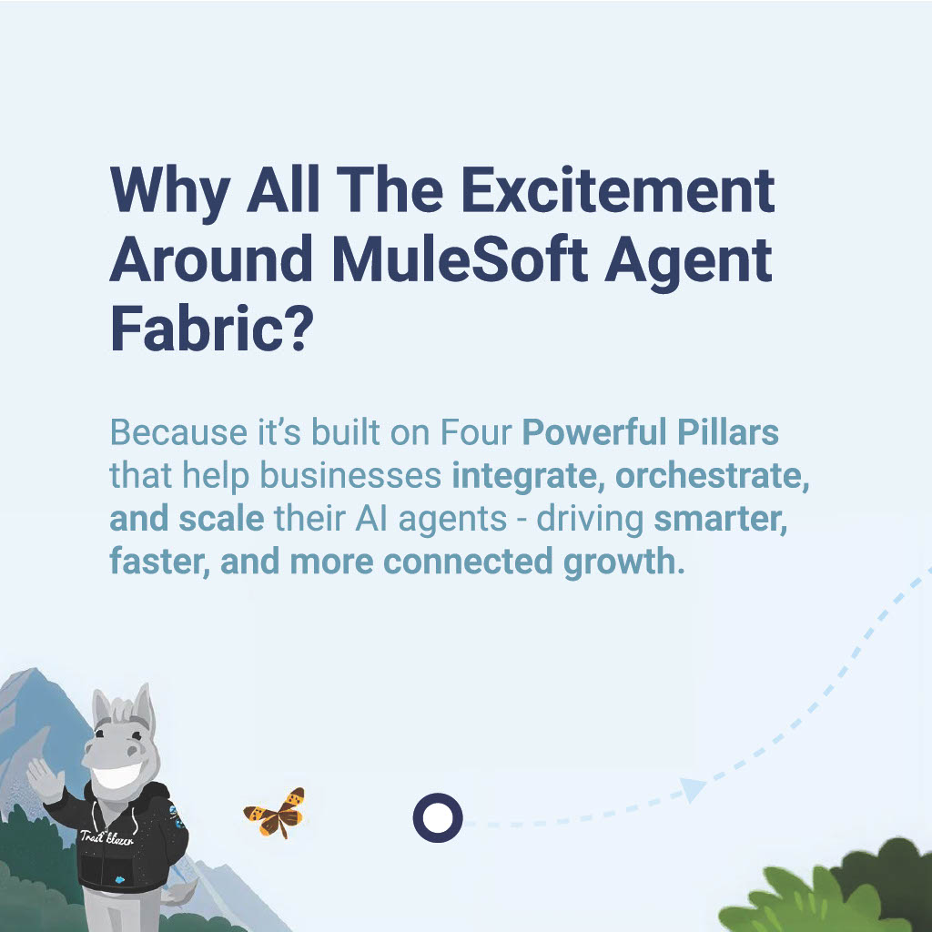 AccelirateInc's tweet image. Too many AI agents to manage? Keeping track of them all can be tough. 

@MuleSoft  #AgentFabric brings your agents together under a single control plane, automates the right tasks, and gives you a real-time view with its four powerful pillars. 

#API #AIOrchestration