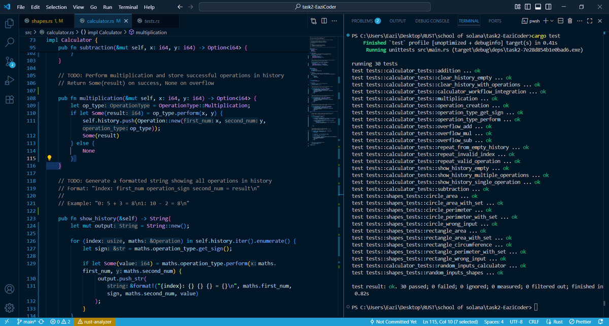 eazicoder's tweet image. just completed task 2 of School of Solana with @AckeeBlockchain 

This task reinforced my knowledge on: 
— Structs, Enums and methods
— Result type usage 
— Basic validation logic 

I also hot to learn about:
▪︎ Option types for overflow safety

We learn by building 👾