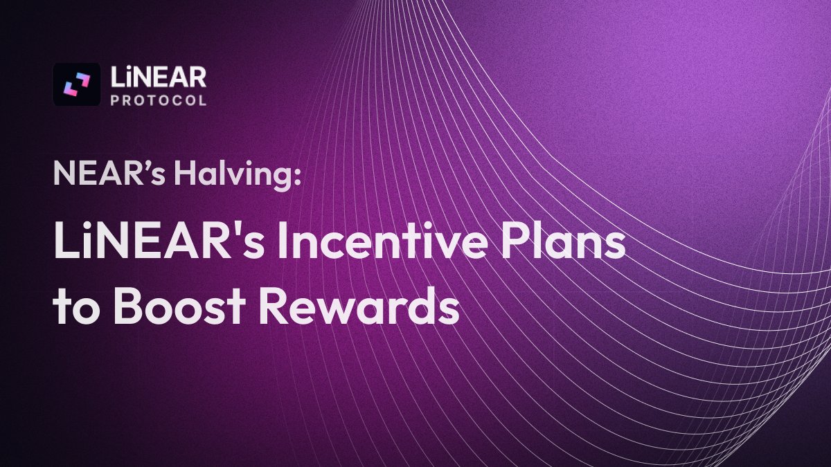 LinearProtocol's tweet image. NEAR’s first-ever halving is here — cutting annual inflation from 5% → 2.5%, marking a key milestone toward sustainable growth @NEARProtocol 

To support this transition, LiNEAR, together with @hotdao_, @meta_pool, and @gauntlet_xyz, is introducing new incentive programs to…