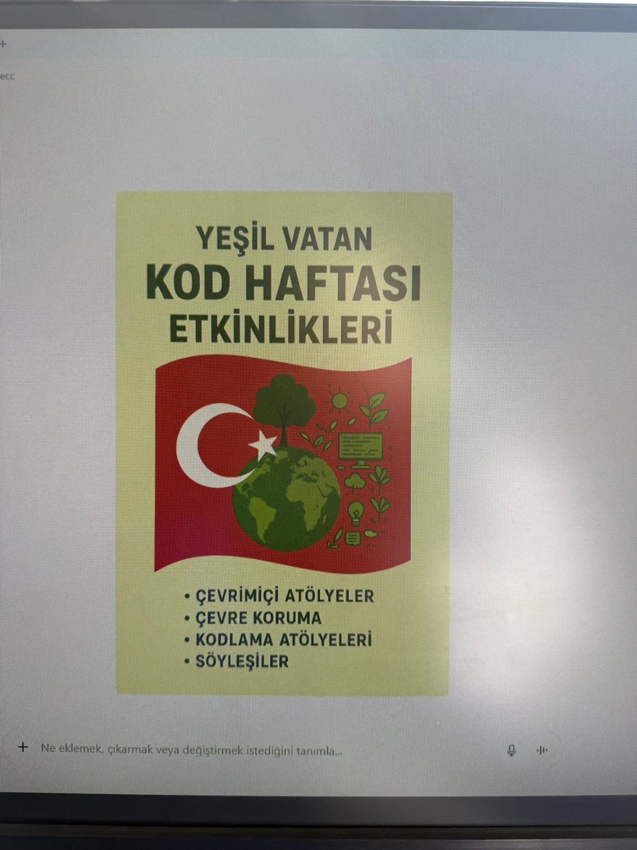 dundarucarmtall's tweet image. Okulumuz Bilişim Teknolojileri Öğretmenleri tarafından “Kod Haftası(Code Week)” kapsamında bu hafta öğrencilerimizle birlikte “Yeşil Vatan” temalı afiş tasarımları yapılmıştır. Emeği geçen öğretmen ve öğrencilerimize teşekkür ederiz 🌸 #codeweek #mebyegitek #yeşilvatan