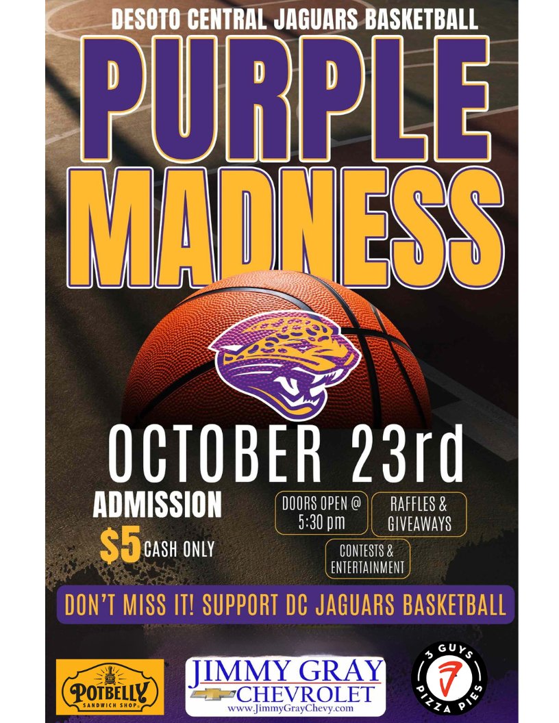 🏀It’s almost that time… Purple Madness on Central Parkway!
Come pack the gym and get your first look at Jag Hoops this Thursday night!
Doors open at 5:30 PM — don’t miss the energy!