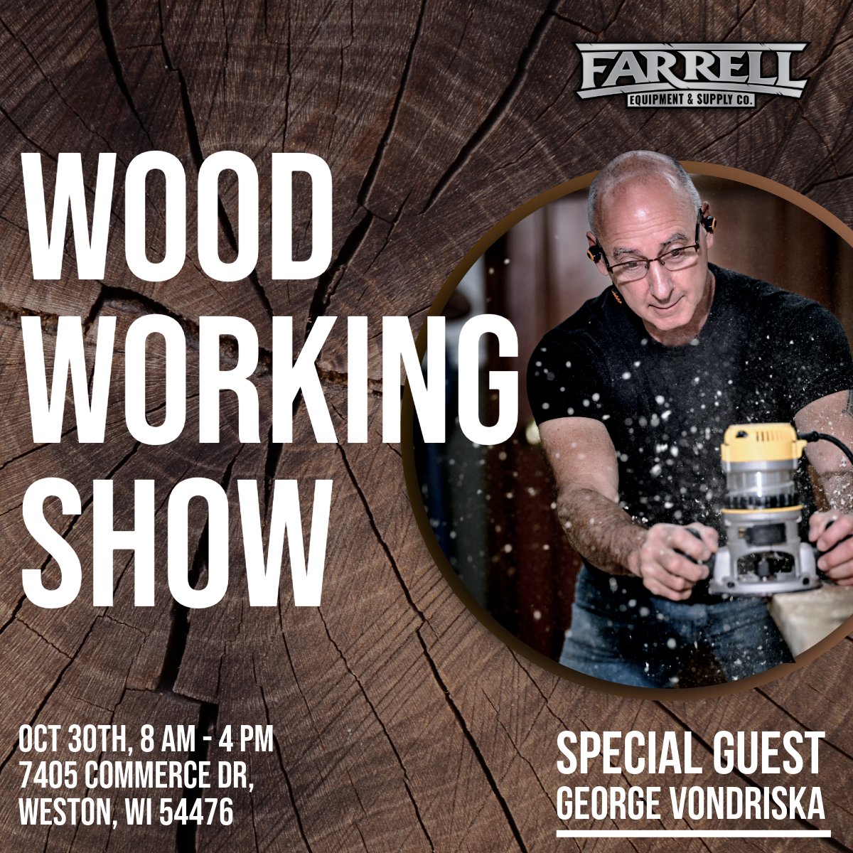 FarrellEquip's tweet image. Join us at Farrell Equipment &amp;amp; Supply in Wausau for a hands-on day of woodworking demos, exclusive tool deals, and expert tips! Don’t miss your chance to learn from the pro — we’ll see you there!
#FarrellEquipment #wheretheprosgo #woodworking #georgevondriska